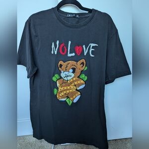 Focus Quality Wear No Love Embroidered Bear Street wear Tshirt Sz XL